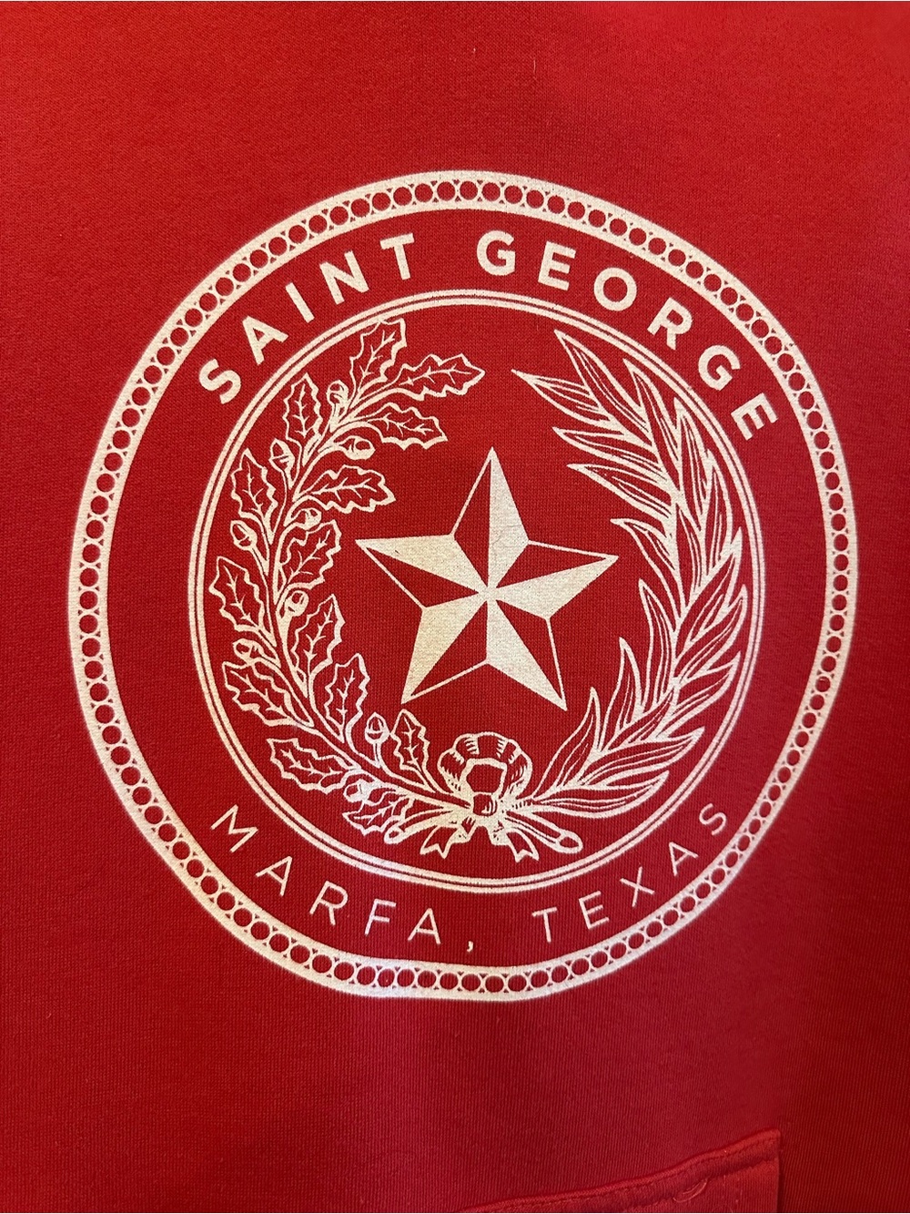 Saint George Hotel Red Hooded Sweatshirt - Marfa, Texas Graphic - Picture 3 of 5